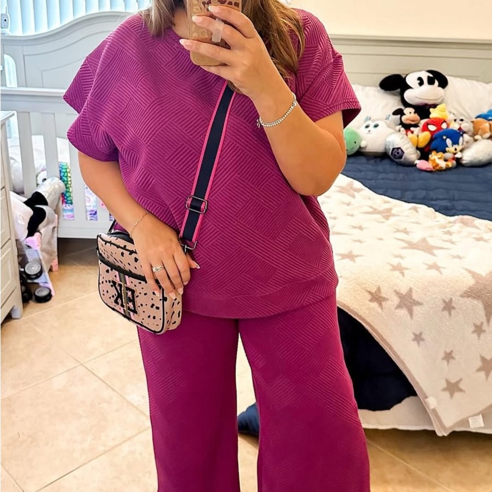 Women's Magenta Pants & Jumpsuit Set